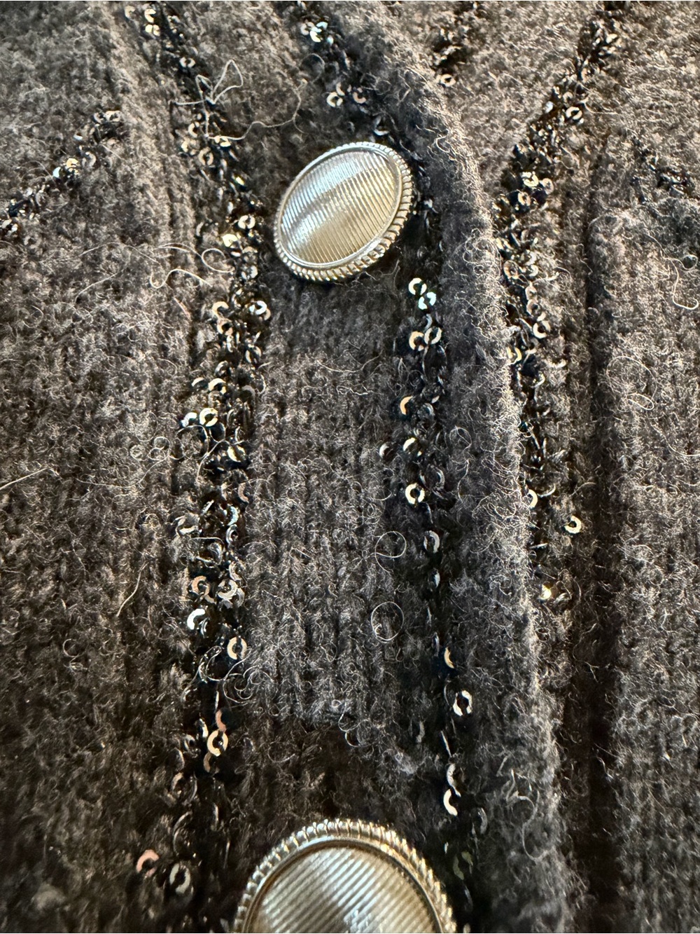 Christian Lacroix Wool V-Neck Boxy Sweater Cardigan with Embellishments. size S - Picture 6 of 11